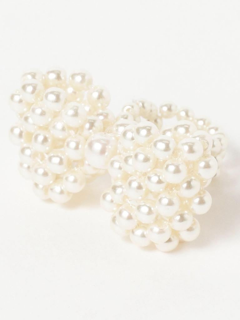 Beams Boy Women's Pearl Ribbon Ring, White, Free Size, 13421211960