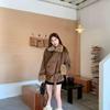 Korean High-End Coffee Plush Patchwork Winter Coat for Women - Versatile, Slimming, Woolen, New Arrival