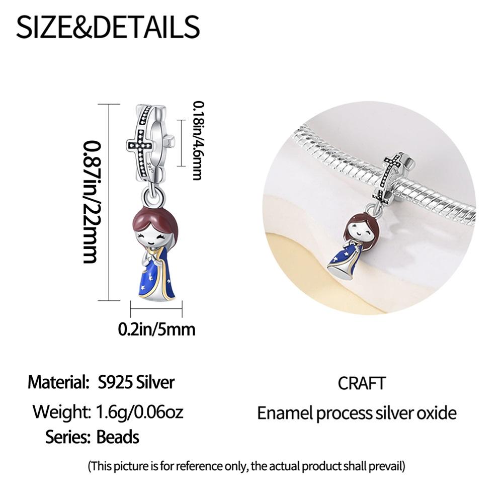 Genuine Copper Charm Luxurious Blue Virgin Mary Pendants Bead Fits Bracelets DoItYourself Women Crafting Delicate Gifts