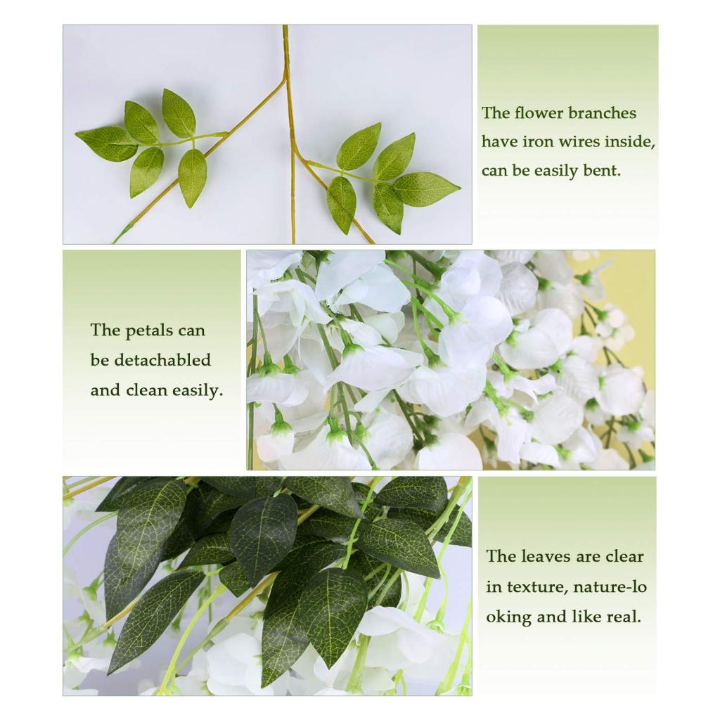 12PCS Artificial Wisteria Flowers, perfect for indoor and outdoor wedding arches, party backdrops and wall decorations.