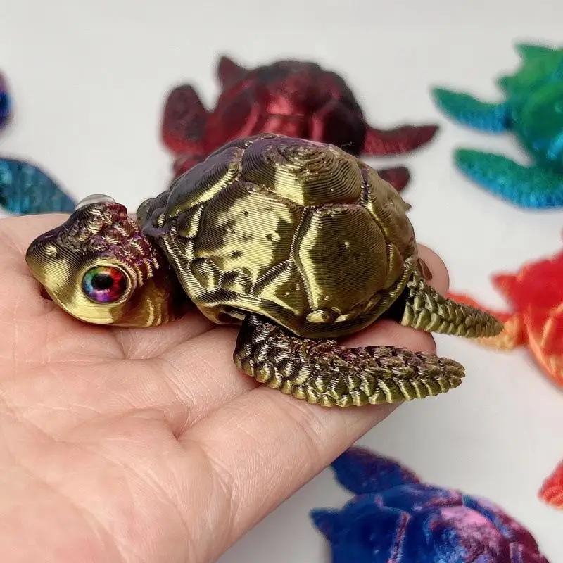 Printed 3D Turtle Figurines Movable Joints Collection Desktop Decoration Ornaments Holiday Gifts