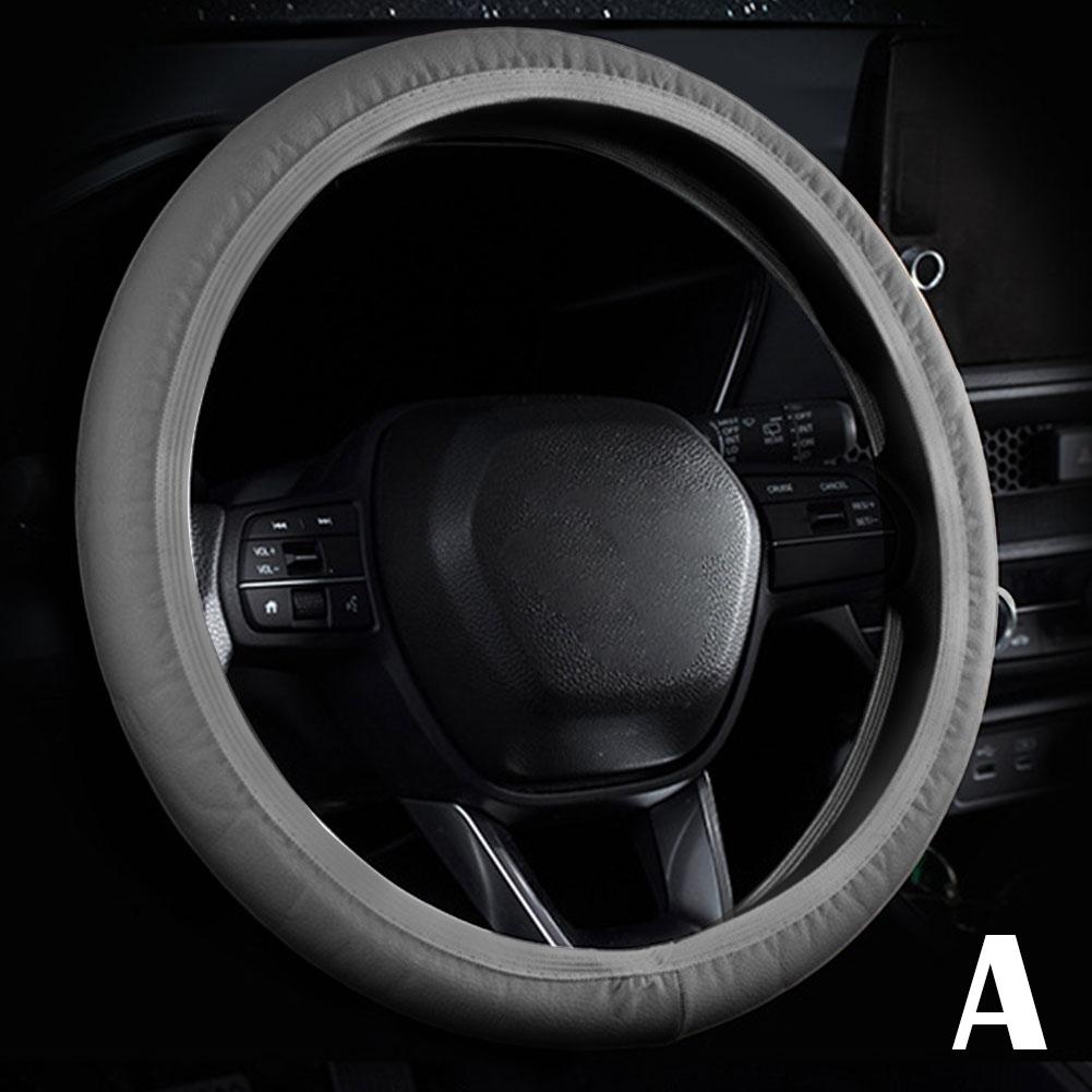 Car Steering Wheel Cover Skidproof Auto Steering- Wheel Embossing Accessories Anti-Slip Car Cover Leather T9J3