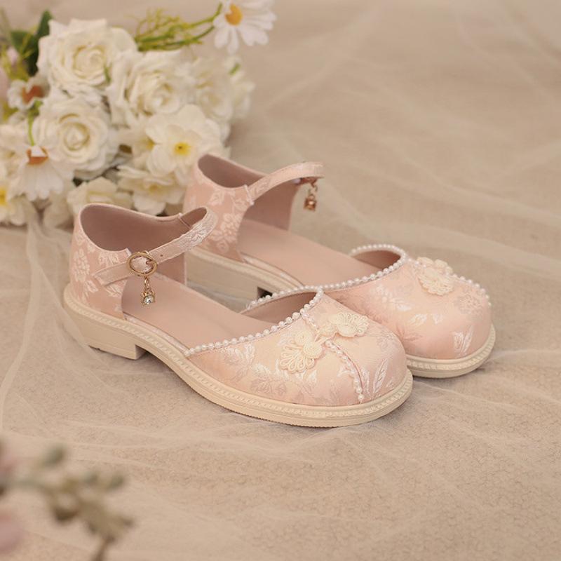 New children's sandals rubber soft sole little girl classmate pink summer buckle student shoes girls hanfu shoes