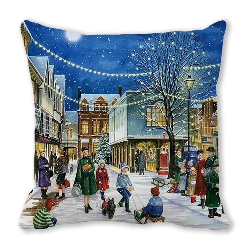 

Рождественская елка Снеговик Mail Town Snow Institute Диван Сиденье Автомобиль Ресторан Рождественское украшение Наволочка 45x45cm