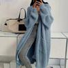 European and American Style Long Over-the-Knee Sweater Cardigan for Women, New Autumn/Winter Lazy Loose Thickened Knit Jacket for Women. Trendy