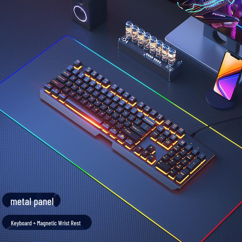 Mechanical Feel Wired Keyboard and Silent Mouse Set for Gaming and Office Use