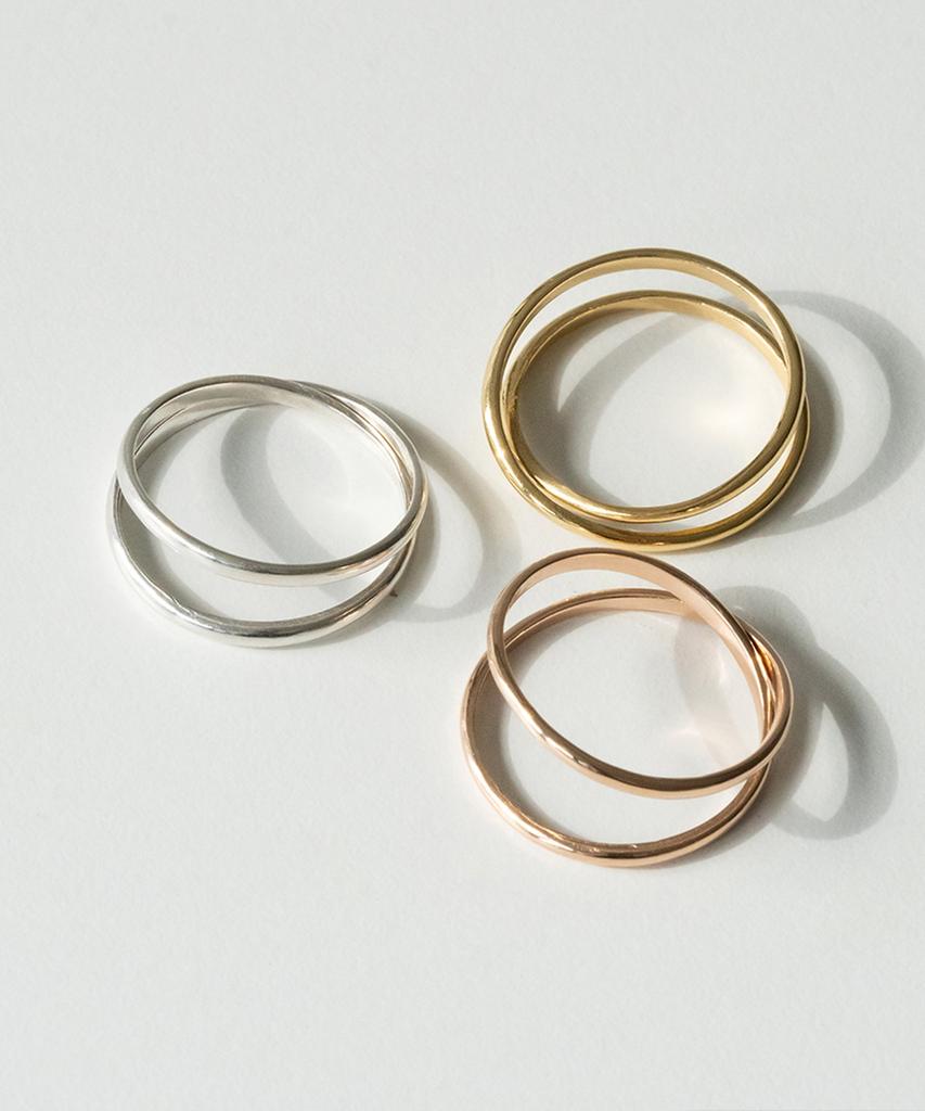 Alleun Silver 925 2-Strand Layered Silk Guard Silver Ring