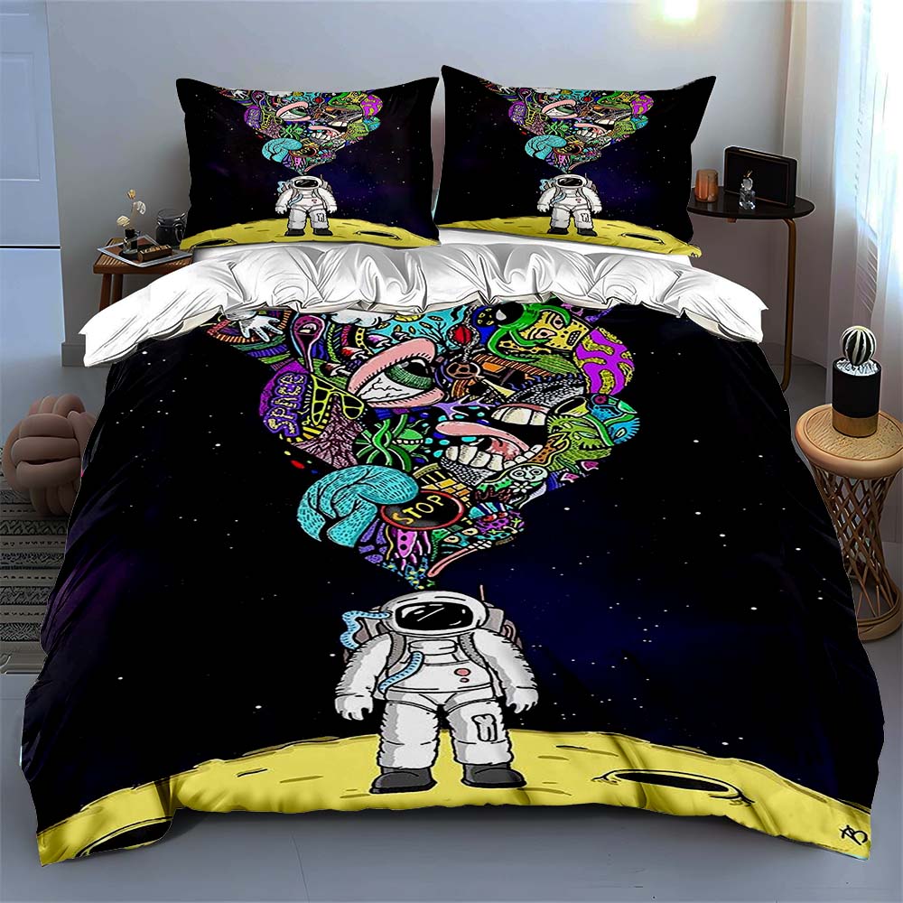 Astronaut colorful explosion Bedding Duvet cover sets Duvet covers Pillowcases gifts (1 * Duvet Cover 2 * Pillowcases, without duvet insert)