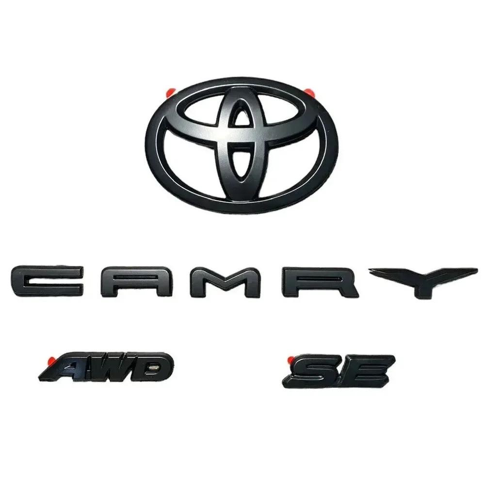 4pcs ABS Covering Car Logo Black Suitcase Trunk Sign Sticker for Toyota 2018-2024 Camry SE AWD:PT948-03191-02 Car Accesorios