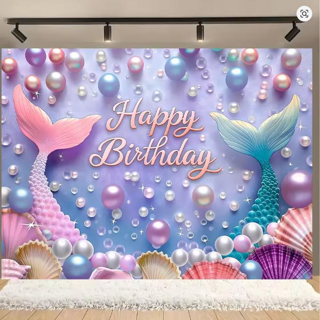 BEPAN Underwater Mermaid Background Underwater World Castle Girl Princess Birthday Party Decoration Supplies Baby Shower Arrangement