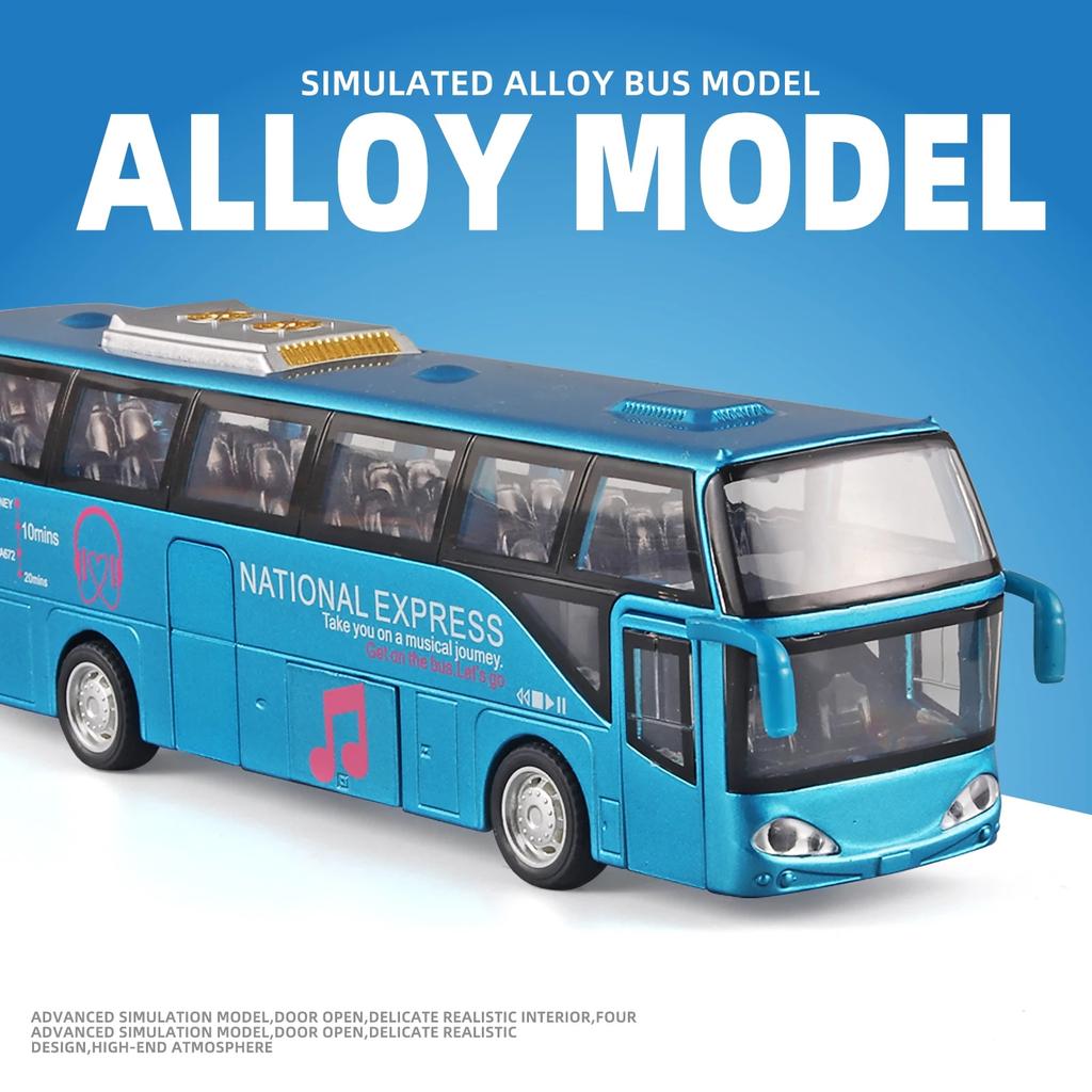 1/64 Children's Bus Alloy Model with Sound & Light Features - Fun & Interactive - Ideal for Playtime, Learning, Or Decorating