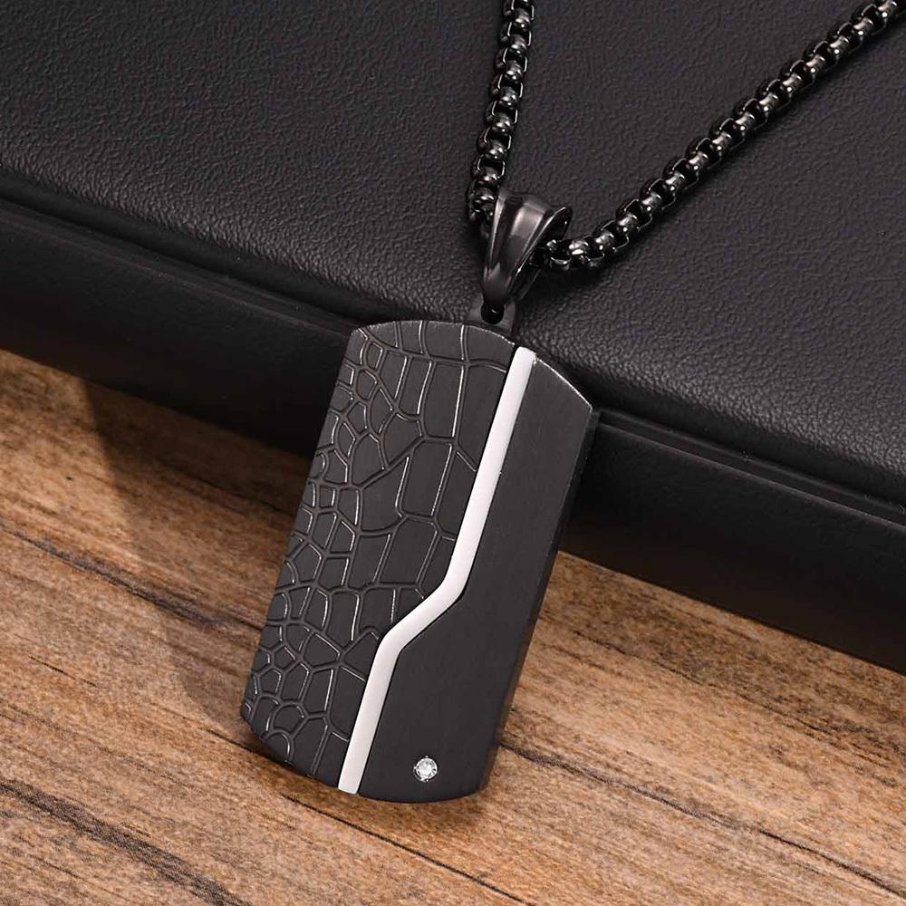 

Vnox Rock Punk Men s Dog Tag Neklaces, Black Color Stainless Steel Geometric Pendant Collar,Free Box Chain 50/55/60/70cm 50cm
