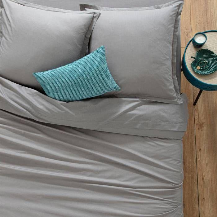 Taie d oreiller "Carina" coton gris souris 50x70cm - Atmosphera createur d'interieur