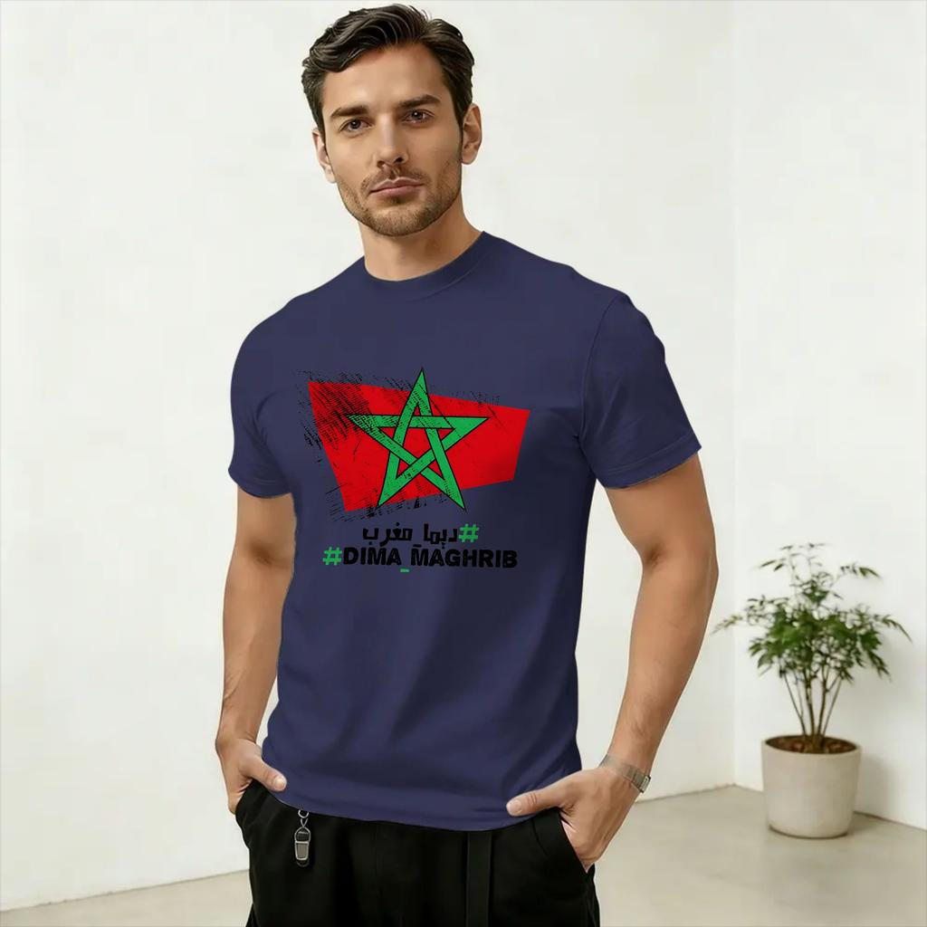 Unisex Kingdom of Morocco Flag Logo Art T Shirt Pure Cotton Clothing Amazing Short Sleeve Round Collar Tee Shirt Plus Size TShirt