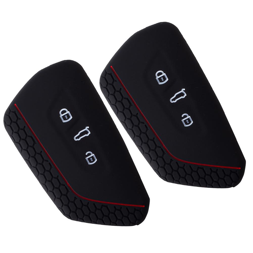 Black Soft Silicone Key Cover Set for Golf 8 For Skoda Enyaq IV 2 Pieces