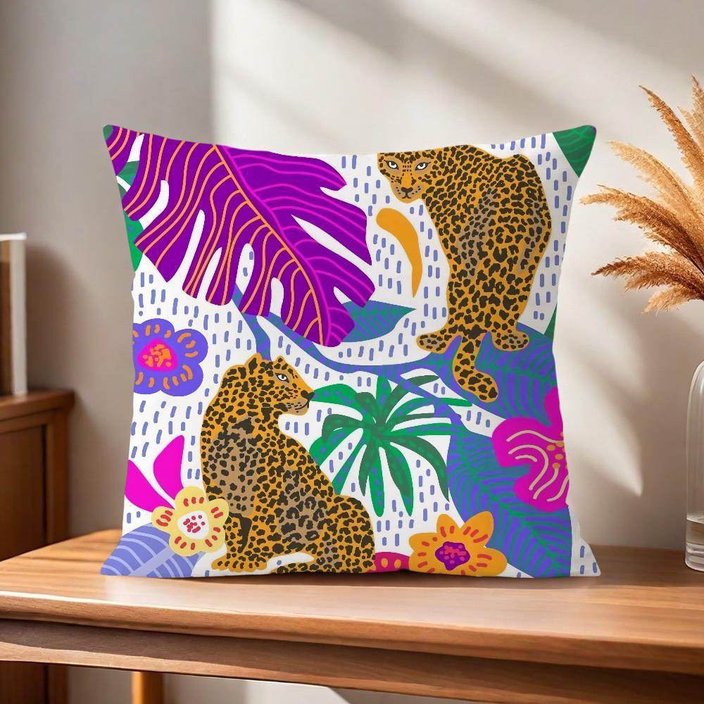 Fashion Tropical Jungle Flowers Plants Comfortable Soft Pillow Case for Sofa Living Room Home Office Decor and Protective Covers