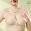 Seamless Front Buckle Bra for Women with Strong Support No Cup Movement No Steel Ring Large Size Bra for Middle-aged and Elderly People