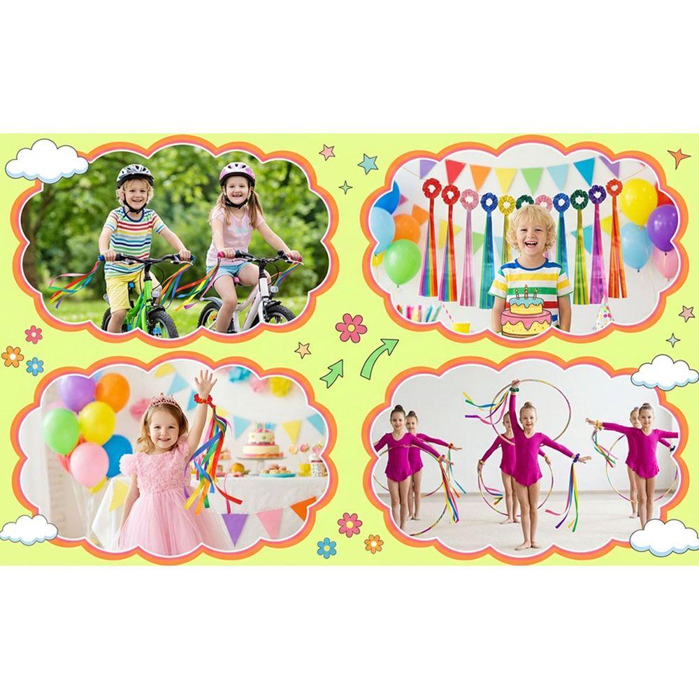 6Pcs Rainbow Gymnastics Long Ribbon Multicolor Elastic Dance Ribbons Rhythm Streamers Dance Party