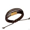Women Multi Strand String Pull Tie Bracelet Braided PU Leather