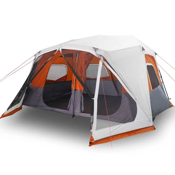 VidaXL Tente Familiale avec LED 10 Personnes, Tente d'Ombrage avec Sac, Auvent Portable avec Parois Latérales Jardin, Gris 94303