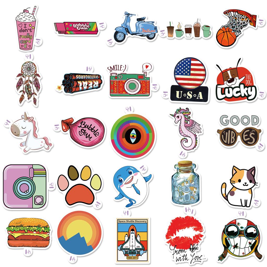 50 Small Ears Pineapple Sticker Suitcase Water Cup Computer Sticker Cartoon Sticker Tape Carry