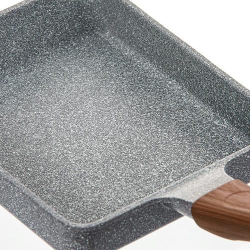 CAINZ Induction Compatible Stone Marble Egg Pan, 15cm x 18cm, High-Density Triple-Layer Fluoropolymer Coating, Lightweight, Non-Stick, Stain-Resistant