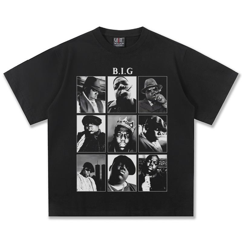 The Notorious BIG Collage Graphic TShirt Oversized Unisex Hip Hop Rapper Casual Cotton Short Sleeve Streetwear Top L