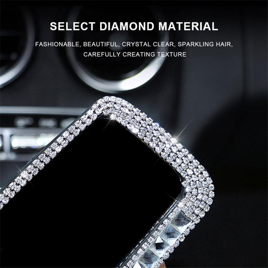Sparkle Diamond Car Interior Rearview Mirror Bling Rhinestone Decor Accessories
