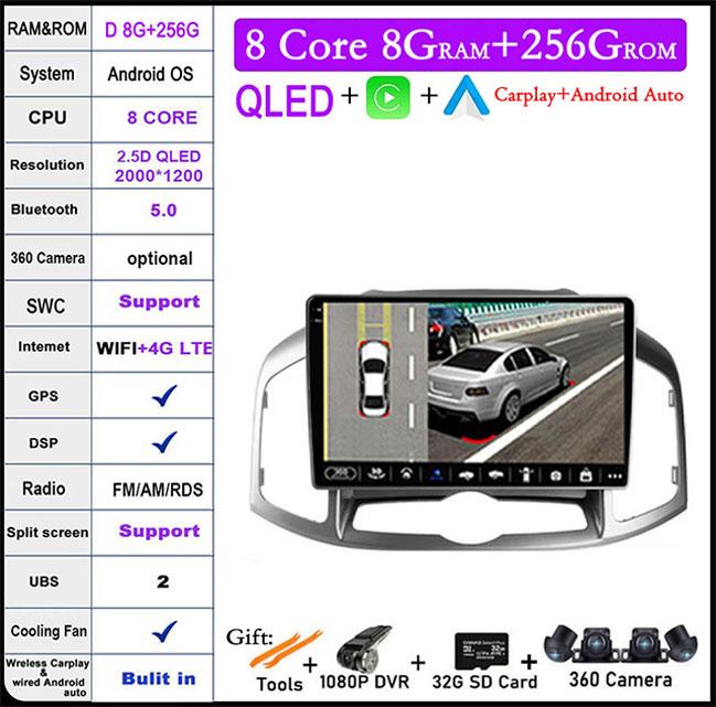 9" For Chevrolet Captiva 1 2011 -2016 Android 14 Car Radio Multimedia Auto Video Player Stereo Carplay GPS Navigation DSP