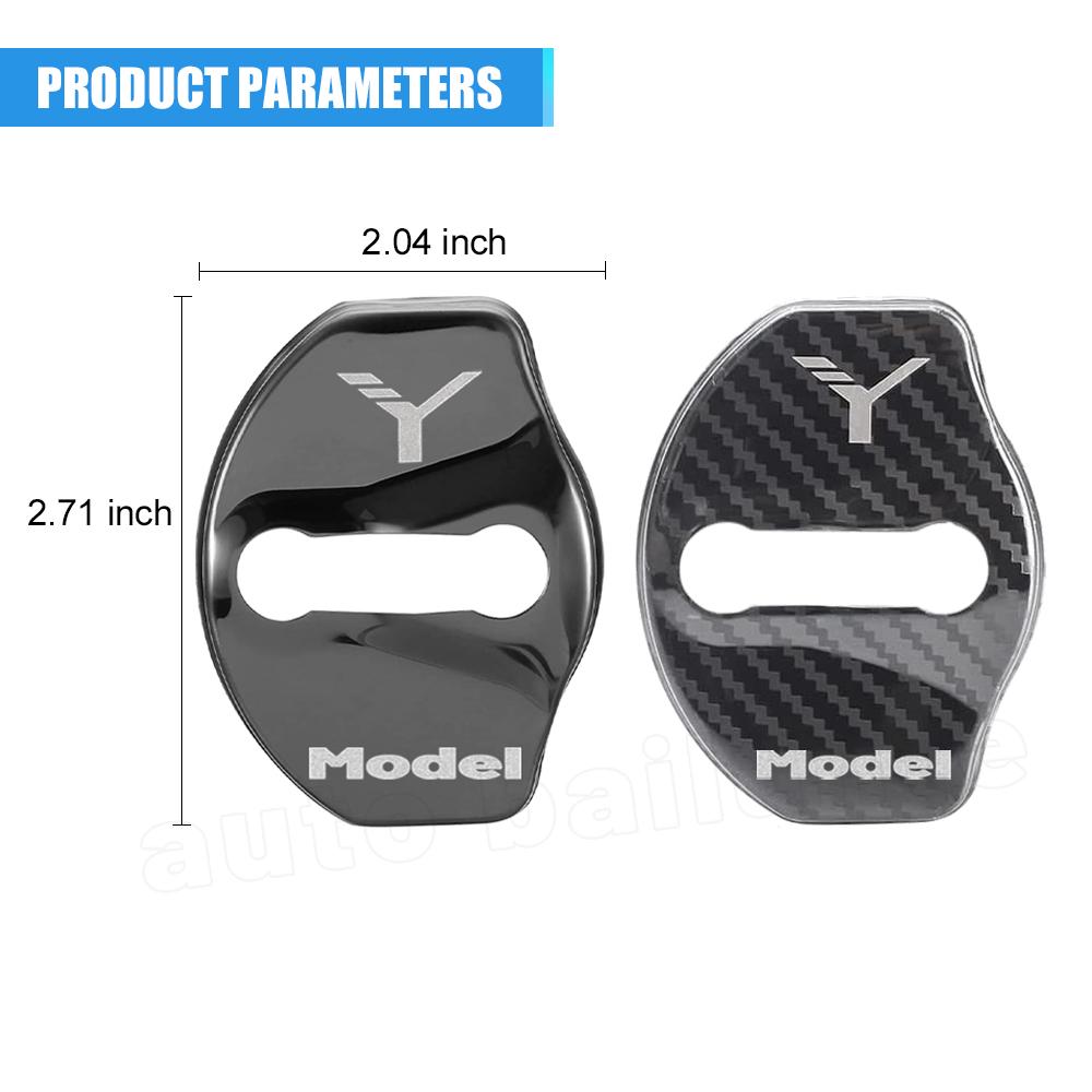 Car Door Lock Buckle Cover Door Lock Black/Carbon Fiber Metal Sticker For Tesla Model Y 2023 2022  Decoration