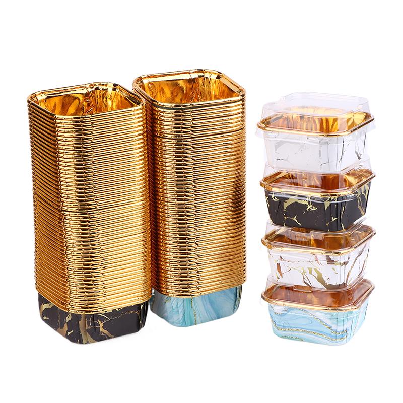 50 stk/sett Engangs papir bakeformer Firkantede papir bakeformer Muffinsformer eller lokk Varmebestandige Glansfulle Muffinsformer Kopper