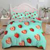 Red Strawberry Cute Bedding Set 3D Pink Lovely Summer Fruit Duvet Cover King Queen For Kids Girls 2/3pcs Polyester Quilt Cover