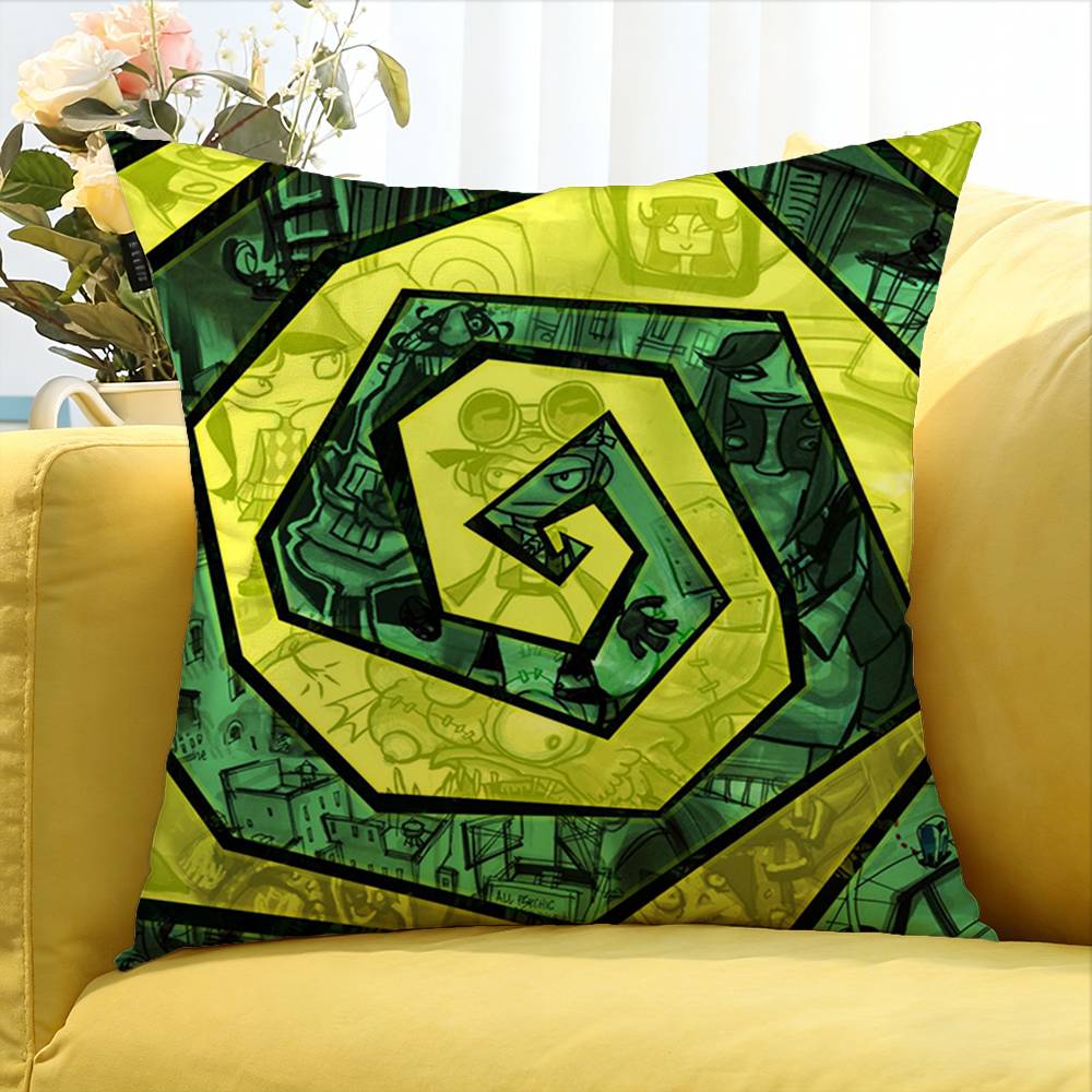 Retro Style Game Psychonauts Various Sizes Square Pillow Case For Car Home Bedchamber Decor