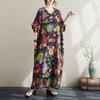Vintage Floral Summer Dress Long Maxi Casual Loose Dresses for Women Plus Size Cotton Short Sleeve New In