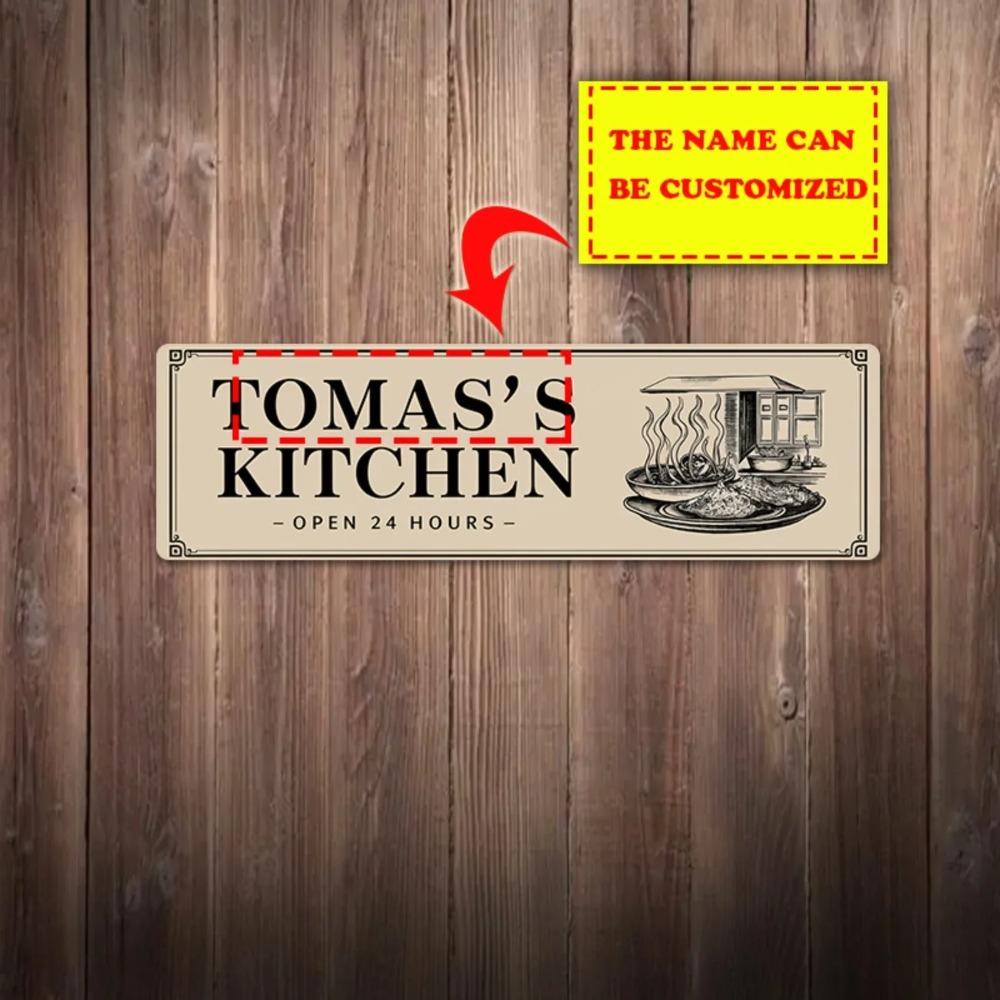Custom Aluminum Kitchen Sign Personalized Chef Metal Wall Decor Home Restaurant