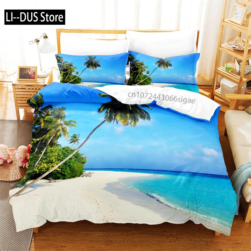 Comforter Seaside City Bedding Set 3D Bedding Digital Printing Queen Size Bed Set Fashion Design