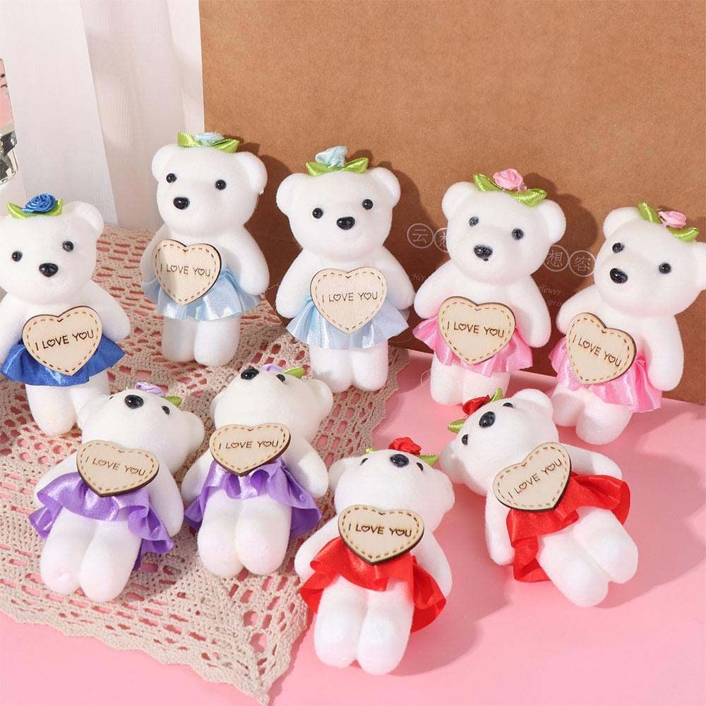 10pcs/set Plush Animal Mini Bear Flower Bouquet Foam Bear Cartoon Bouquet Doll  Girl Birthday Gift