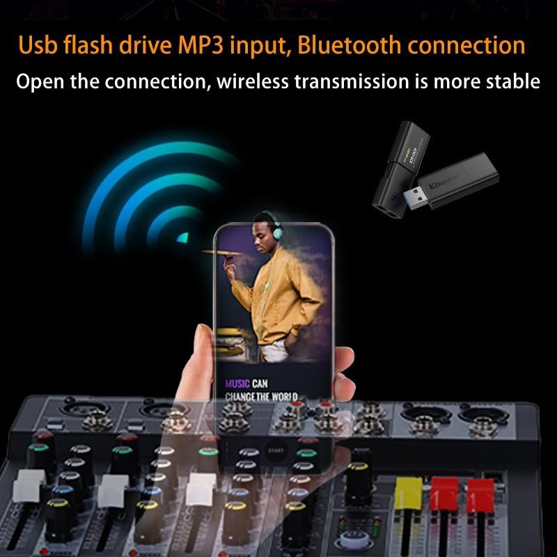 12V 99DSP Audio System Bluetooth 5.0 USB Input Mixer Power Supply Outdoor Home KTV 4/6-channel Mixer