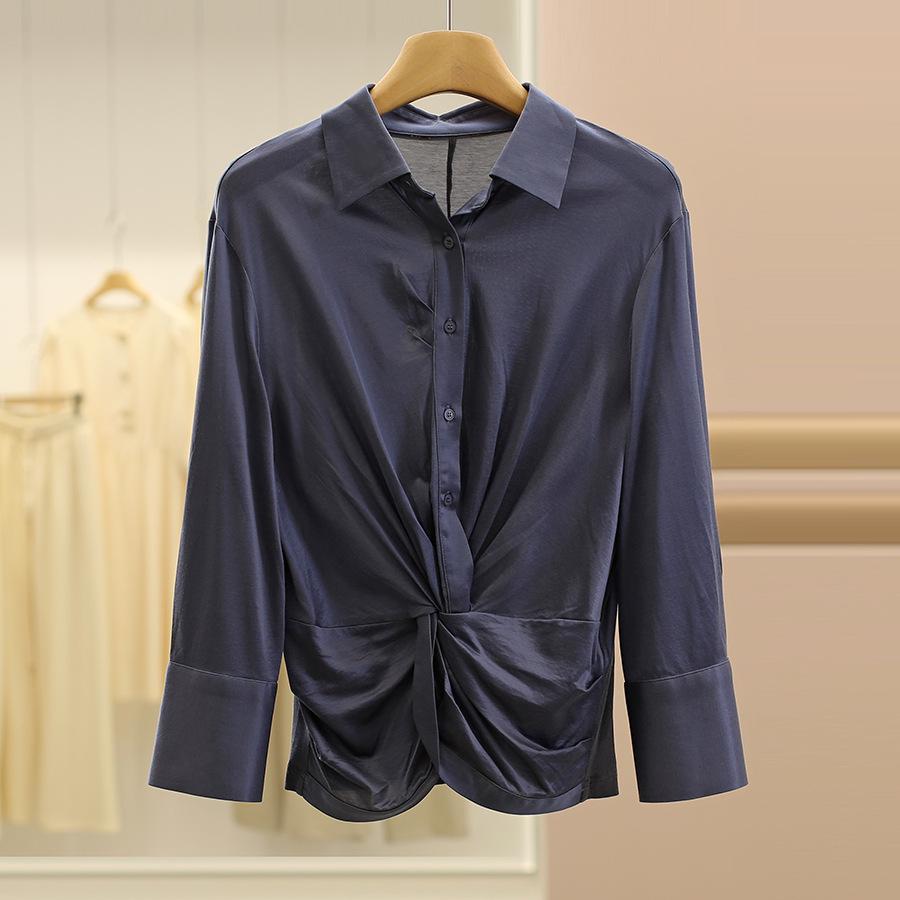 

Wei Mei Fluid Design Pleated Waist Shirt - Autumn Collection 2025. Extra Large темно-синий