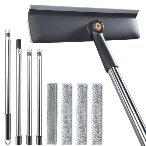 

Purexa Water Drainer, Glass Wiper, Window Cleaning Wiper, 4-Section Assembly Pole, Up to 153cm Long, Integrated Water Drainer & Cleaning Cloth Head, U