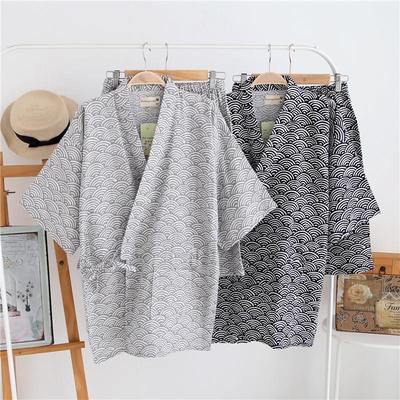 Men's Pure Cotton Gauze Pajama Set: Short Sleeve, Breathable Bathrobe, Loose-Fit Summer Suit, Plus Size.
