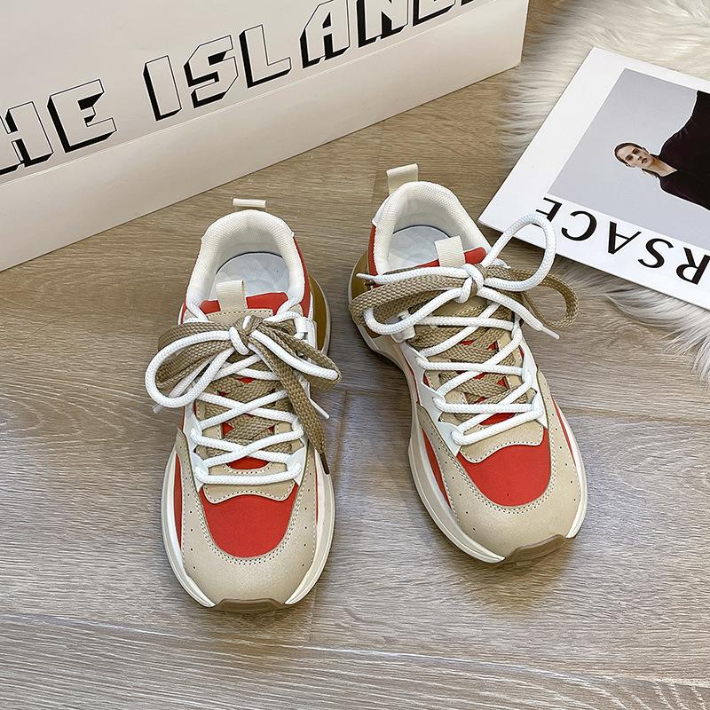 

Весенние и летние туфли Forrest Gump женские на платформе, подходящие по цвету, повседневные, универсальные, корейская версия, ретро, спортивная обувь для пап, кроссовки с низким верхом 40