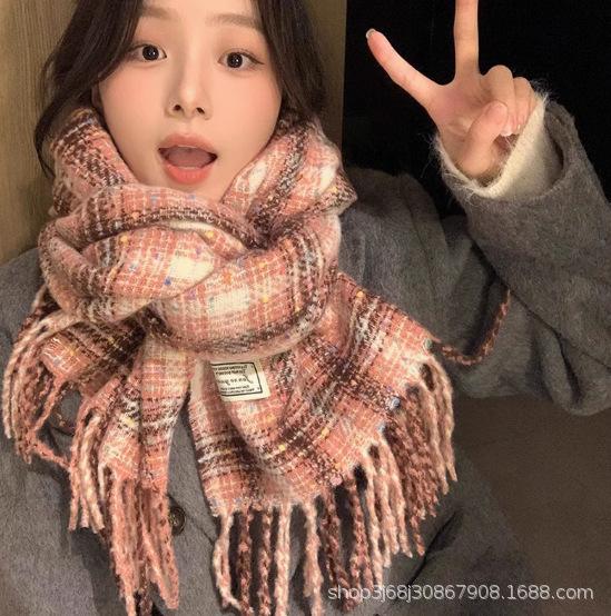 Iceland sea salt blue scarf women's autumn and winter new mohair solid color versatile scarf warm imitation cashmere shawl