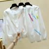 Sonnenschutzkleidung Damen Cardigan Kapuzenjacke Langarm Sommer Dünn Locker Bedruckt Atmungsaktiv Sonnenschutzkleidung