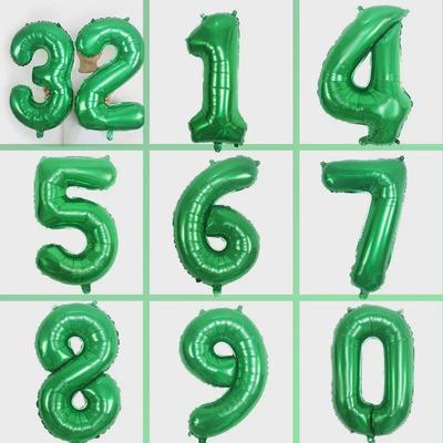 32" Medium Dark Green Digital Aluminum Foil Balloon (Numbers 0-9) for Birthday Party Decoration