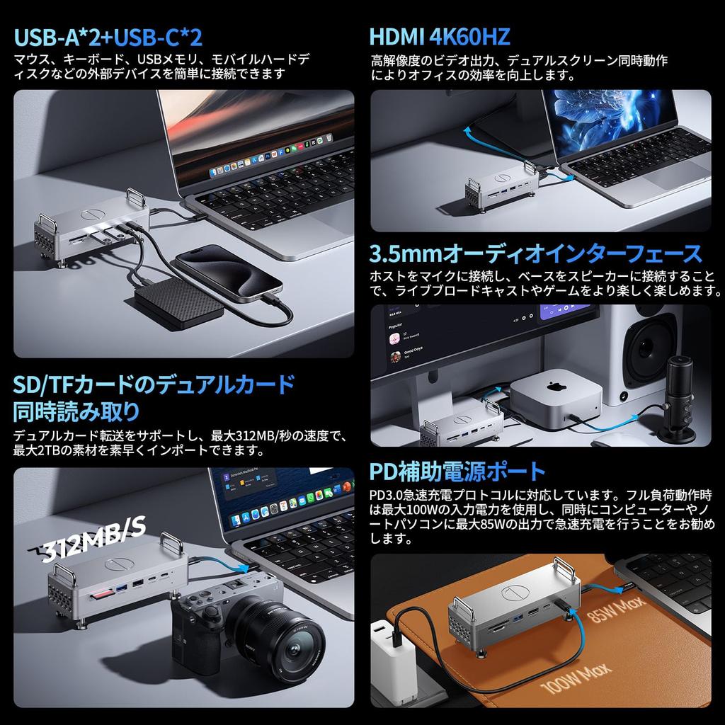 Ulanzi QT03 Mac mini Pro Exklusiver Hub Ständer Dockingstation USB4 40Gbps Hochgeschwindigkeitsübertragung NVMe Kompatibel 8TB HDMI 4K60HZ SSD Gehäuse PD Port USB