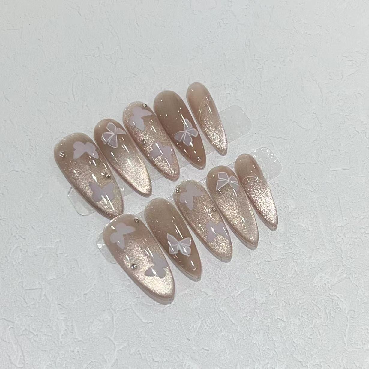 

Весенне-летние новинки Чистое желание Ручная работа Нашивка-броня Высококлассный Кошачий глаз Лампочка Бабочка Капля воды Длинный Нейл-арт Large L