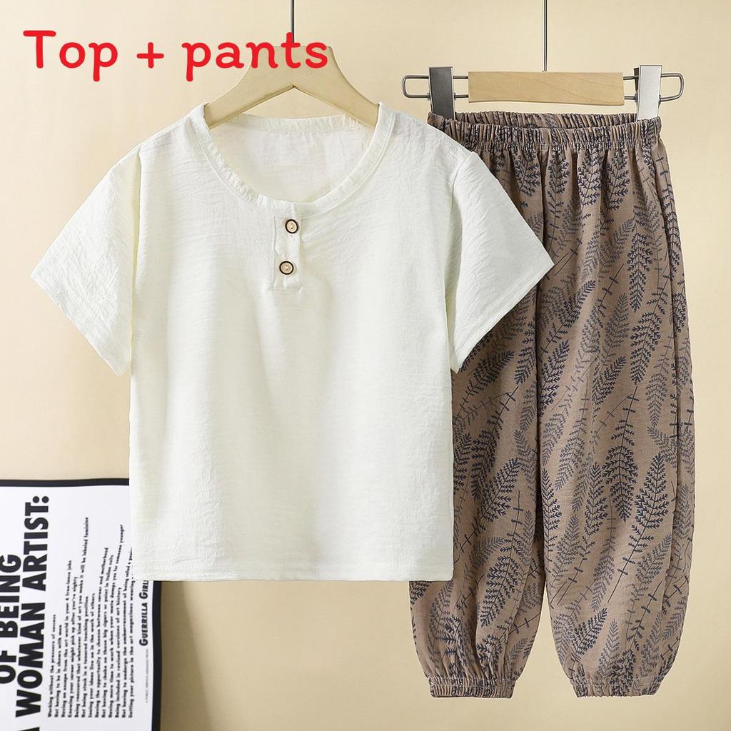 Baby Boy Summer Outfit Set With Ice Silk Fabric For Toddler Kids Casual Wear