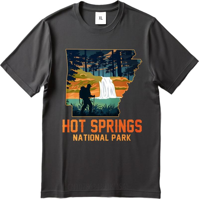 Brand Summer For Her Tshirt Hot Springs National Park Hiker Waterfall Landscape Short Sleeve Adult O Neck Tees Cotton Tshirt