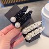 Fashion Black and White Polka Dot Hair Clip Y2K Pearl Fabric Oval Side Clip Bangs Clip Hair Accessories